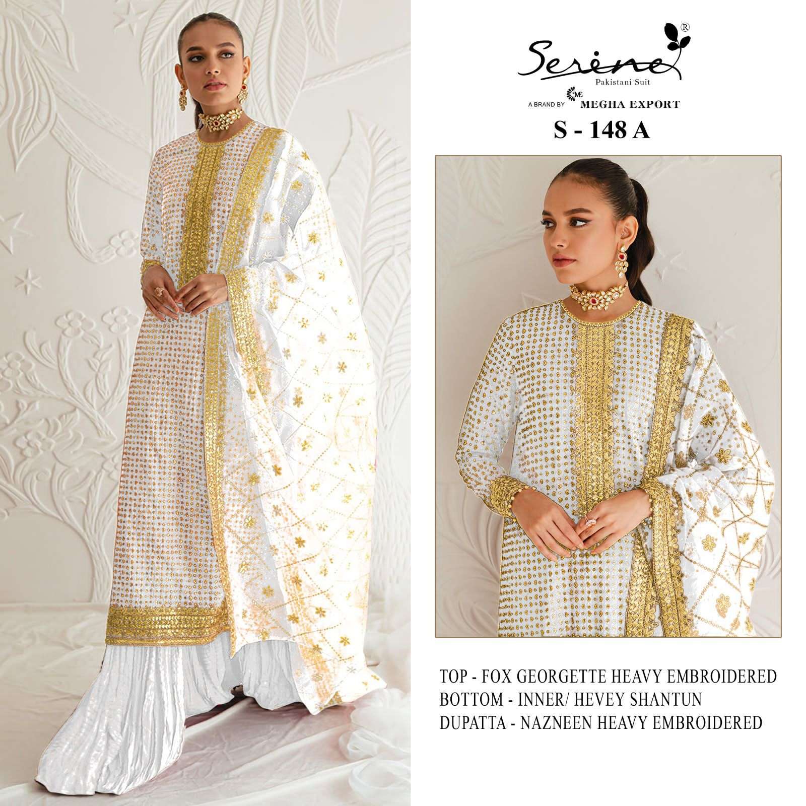 S-148 COLOURS BY SERENE 148-A TO 148-C FAUX GEORGETTE EMBRODERY PAKISTANI DRESS