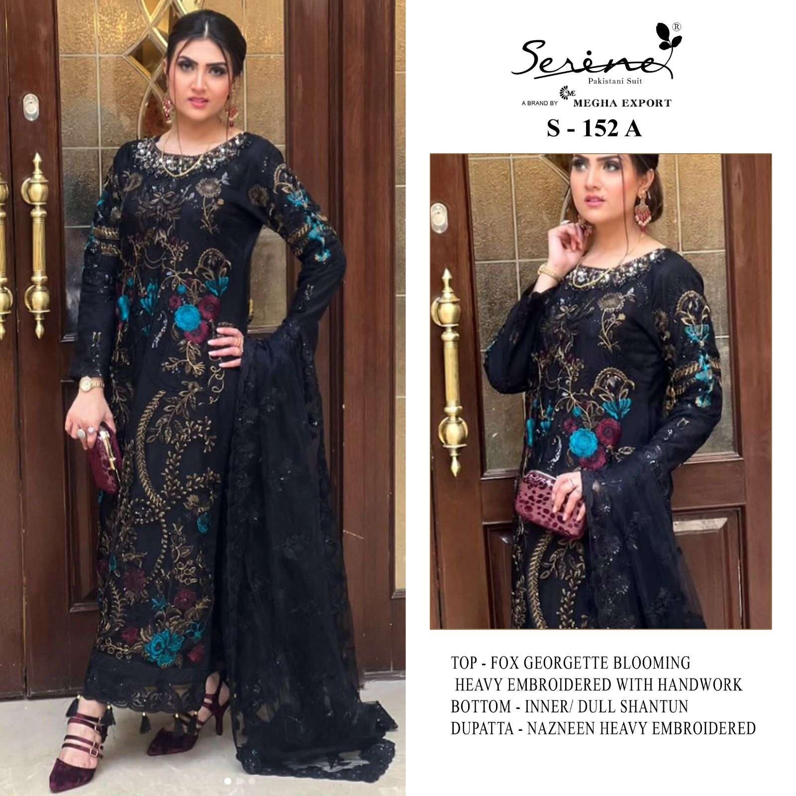 S-152 A HIT DESIGN BY SERENE FAUX GEORGETTE EMBRODERY PAKISTANI DRESS