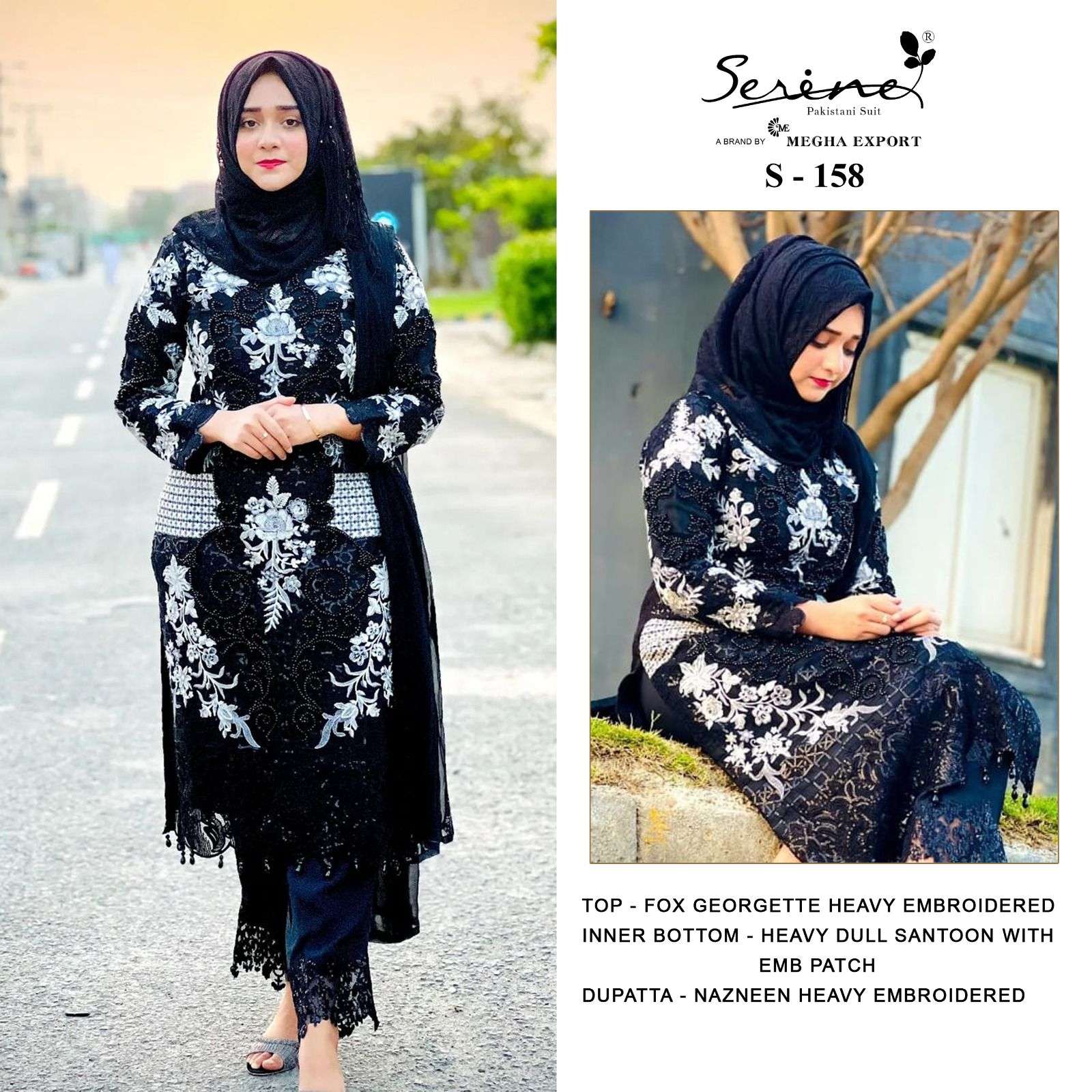 S-158 HIT DESIGN BY SERENE FAUX GEORGETTE EMBRODERY PAKISTANI DRESS