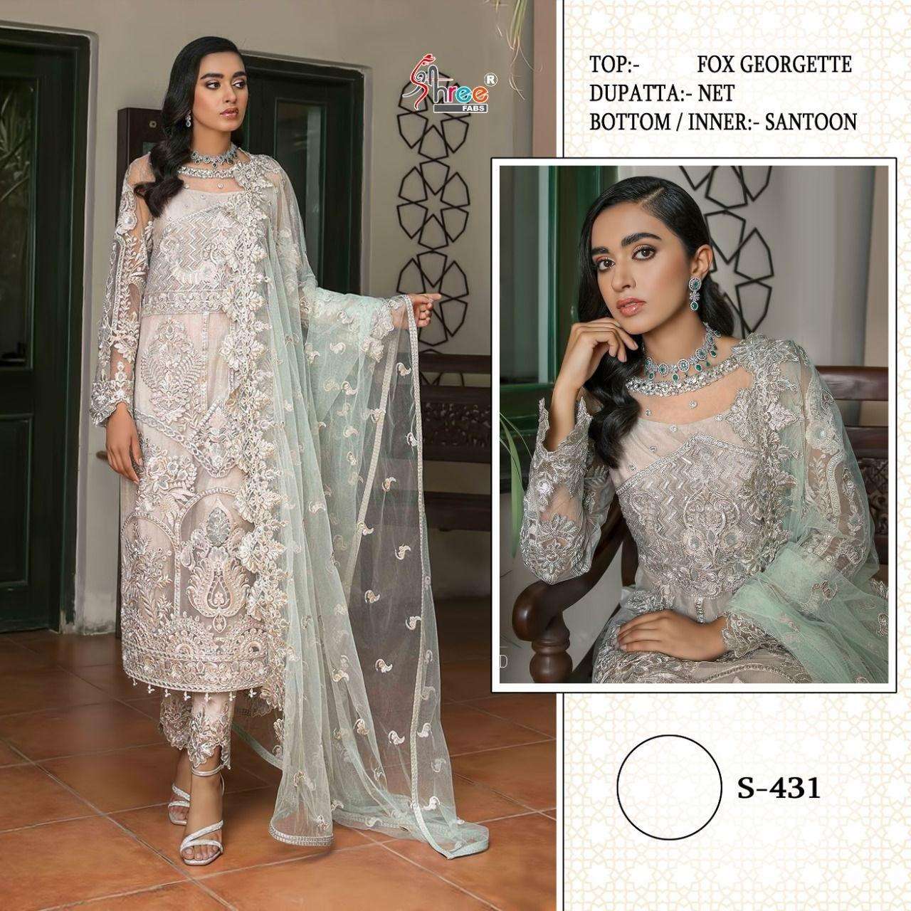 S-431 HIT DESIGN BY SHREE FABS FAUX GEORGETTE EMBROIDERY PAKISTANI DRESSES