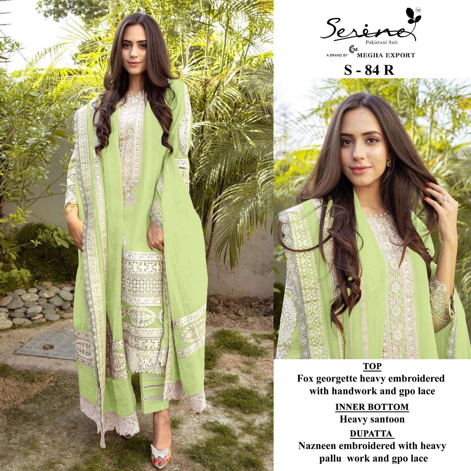 S-84 COLOURS  BY SERENE 84-R TO 84-U SERIES FAUX GEORGETTE EMBRODERY PAKISTANI DRESS