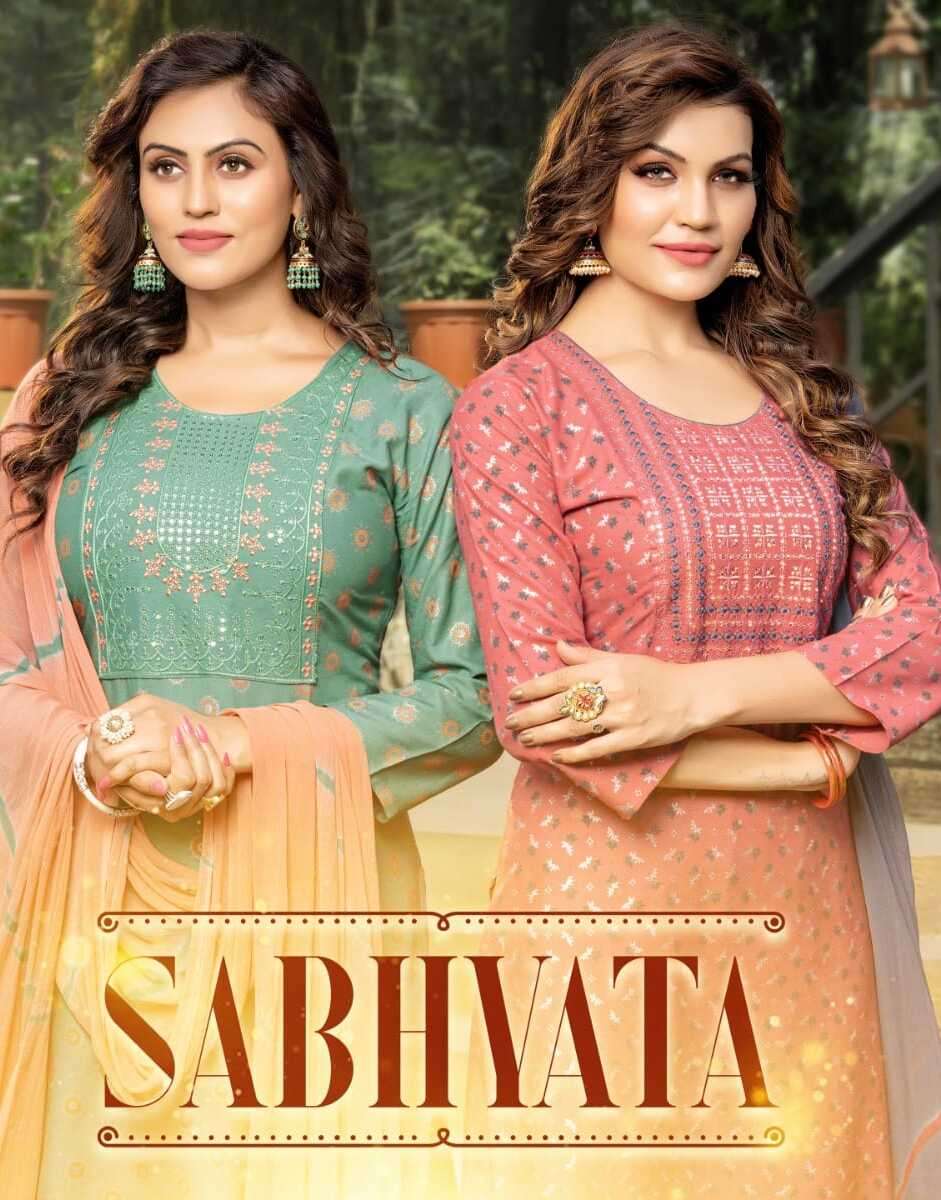 SABHYATA BY KINTI 101 TO 106 SERIES FANCY RAYON STITCHED DRESSES