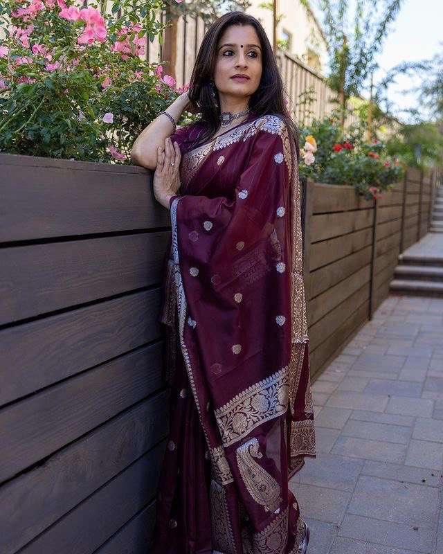 SC 117 WINE COTTON BY ASLIWHOLESALE DESIGNER SOFT COTTON SILK SAREES