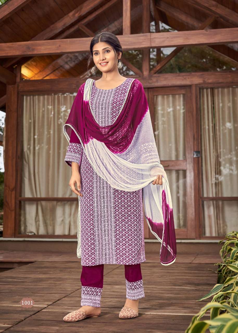 SCHIFFLI VOL-2 BY BANWERY DESIGNER RAYON WORK STITCHED DRESSES