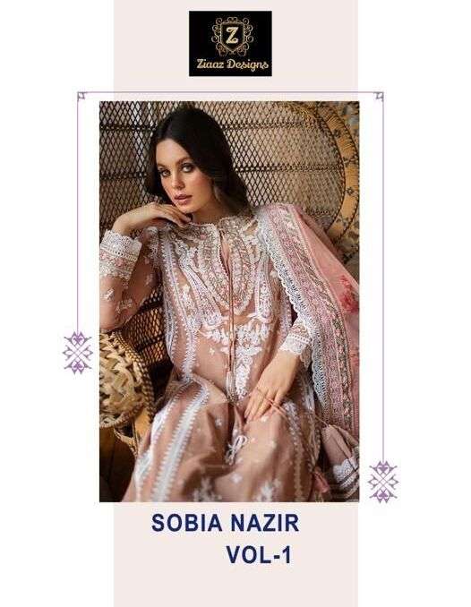 SOBIA NAZIR VOL-1  BY ZIAAZ DESIGNS HEAVY CAMBRIC COTTON EMBROIDERY DRESSES