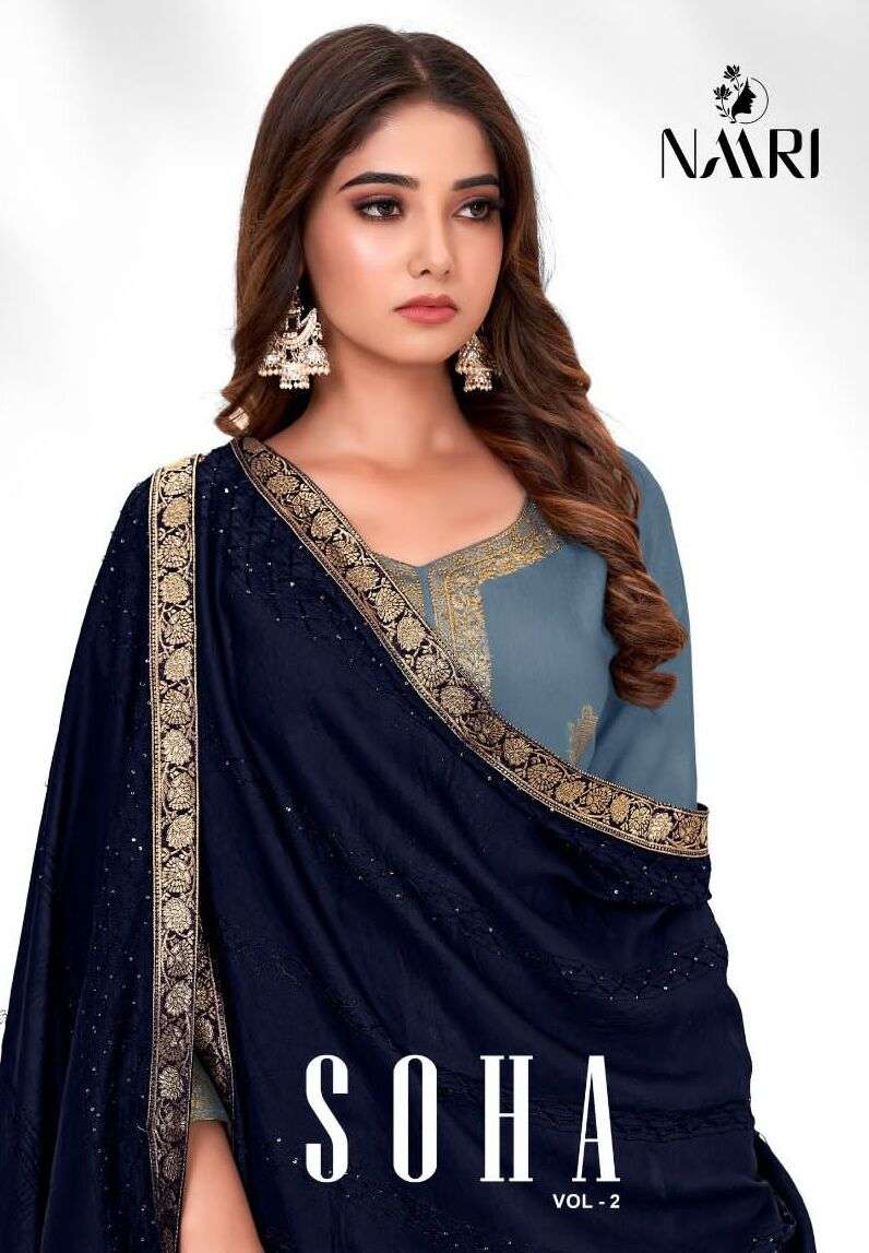 SOHA VOL-2 BY NAARI 8001 TO 8004 SERIES PURE SILK JACQUARD DRESSES