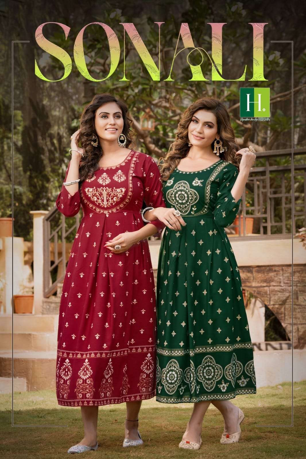 SONALI BY H DOT 101 TO 108 SERIES DESIGNER RAYON PRINT EMBROIDERY KURTIS 