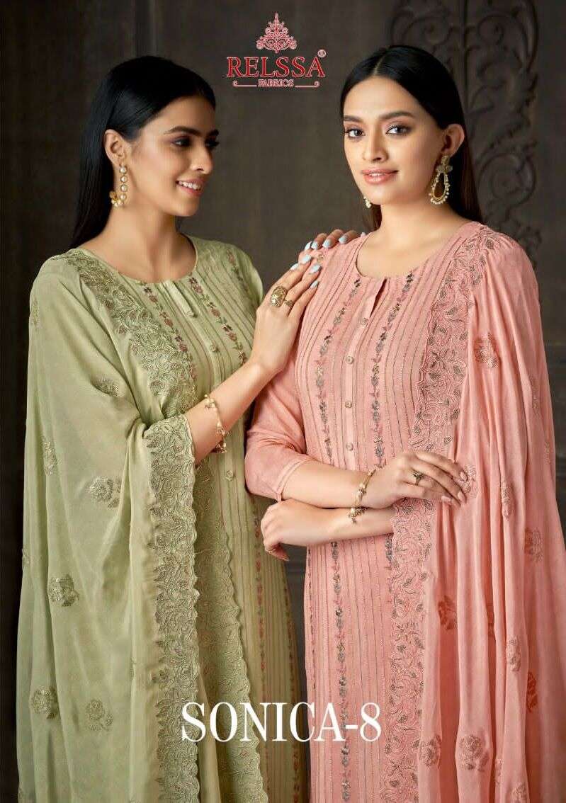 SONICA VOL-8 BY RELSSA DESIGNER MODAL HEAVY EMBROIDERED DRESSES