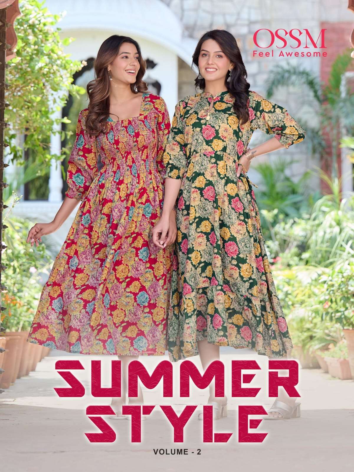 SUMMER STYLE VOL-2 BY OSSM 201 TO 206 SERIES COTTON PRINT KURTIS