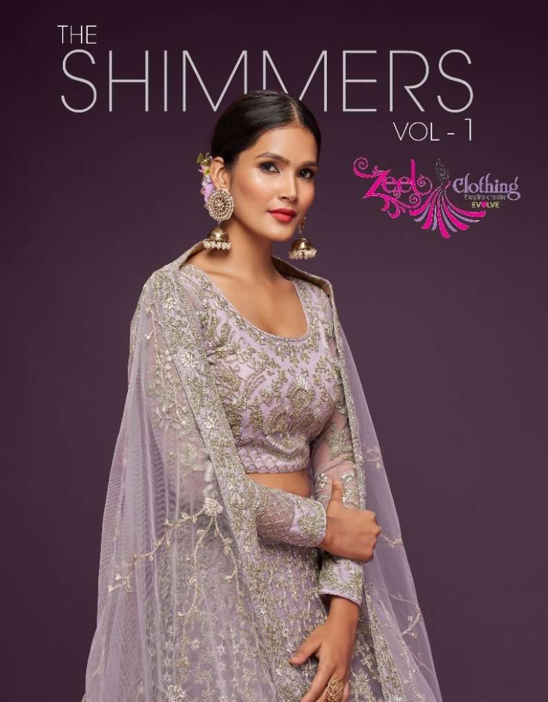 THE SHIMMER VOL-1 BY ZEEL CLOTHING 7901 TO 7909 SERIES SOFT NET LEHENGAS