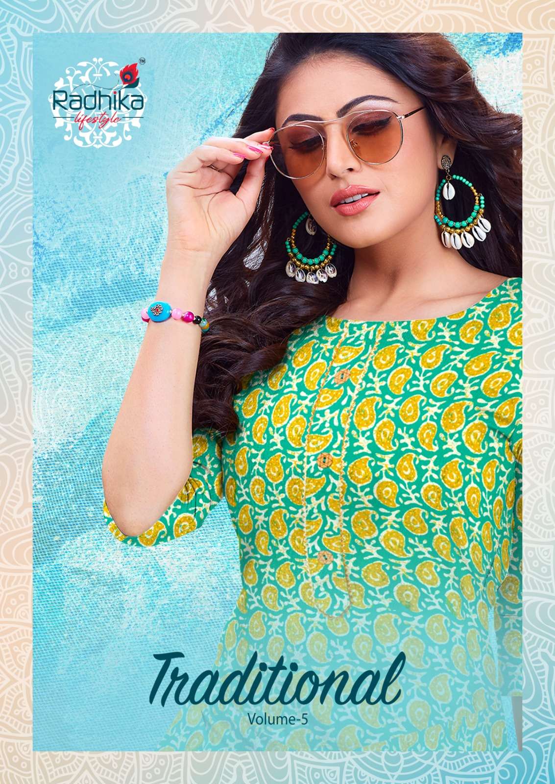 TRADITIONAL VOL-5 BY RADHIKA LIFESTYLE 5001 TO 5012 SERIES COTTON KURTIS