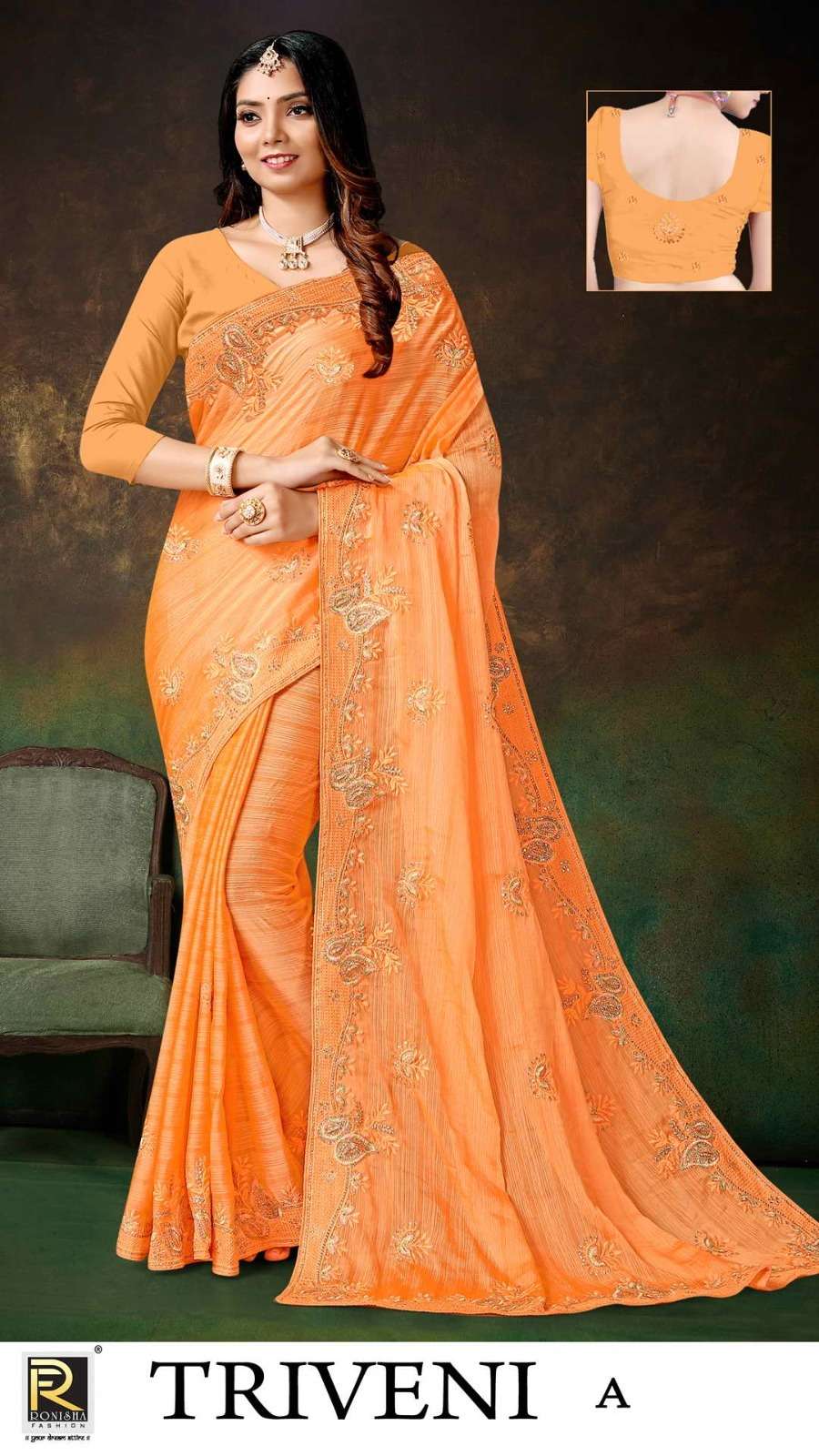 TRIVENI BY RONISHA FASHION DESIGNER FANCY FABRICS SELF PATTERN SAREES