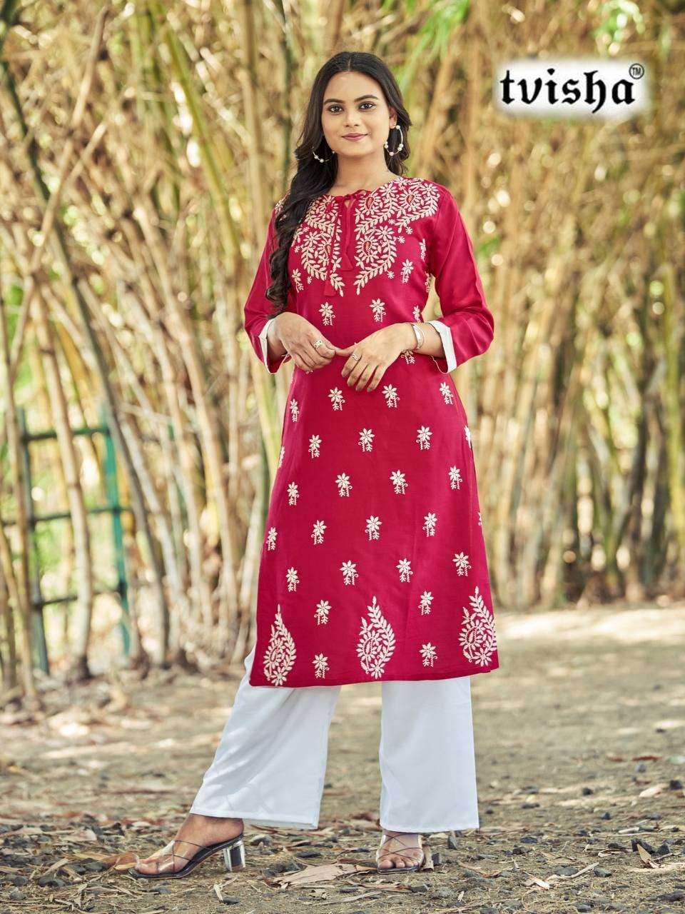 TWISHA BY ASLIWHOLESALE DESIGNER FACNY RAYON KURTI WITH PANT