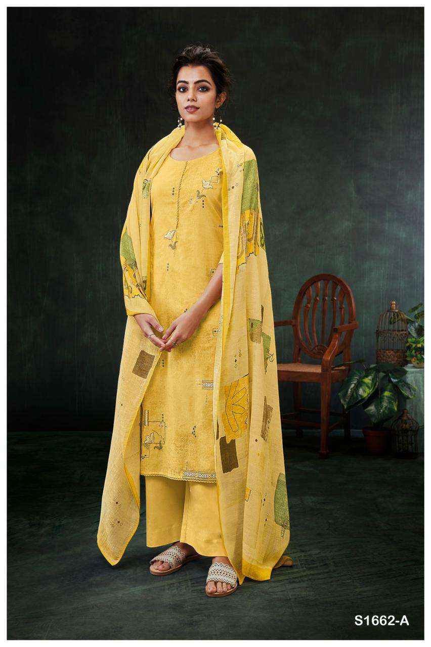 VANSHA BY GANGA FASHIONS 1662-A TO 1662-C SERIES PREMIUM COTTON PRINTED DRESSES