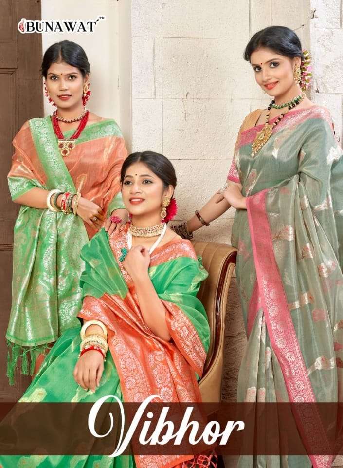 VIBHOR BY BUNAWAT 1001 TO 1006 SERIES DESIGNER COTTON WORK SAREES