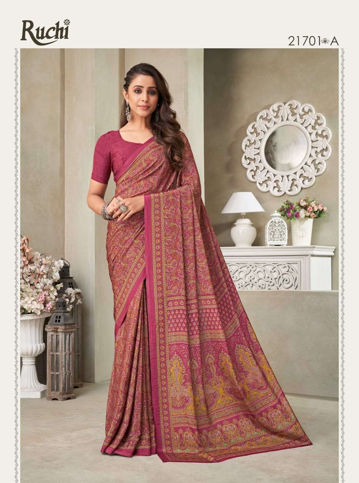 VIVANTA SILK VOL-18 BY RUCHI SAREES 21701-A TO 21706-B SERIES SILK CRAPE SAREES