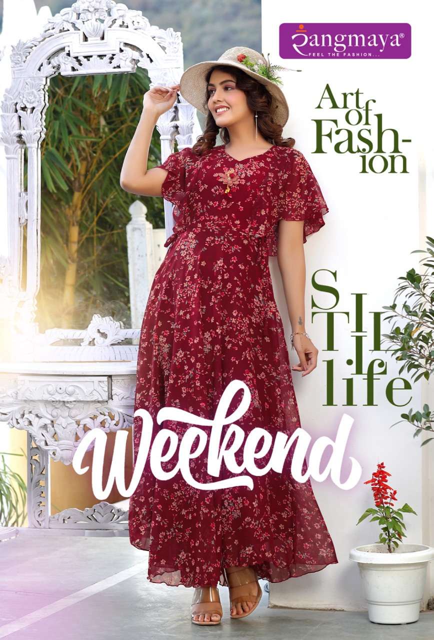 WEEKEND BY RANGMAYA 101 TO 108 SERIES FANCY CHIFFON KURTIS