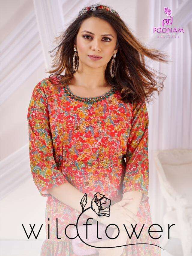 WILD FLOWERS BY POONAM DESIGNER 1001 TO 1006 SERIES GEORGETTE KURTIS