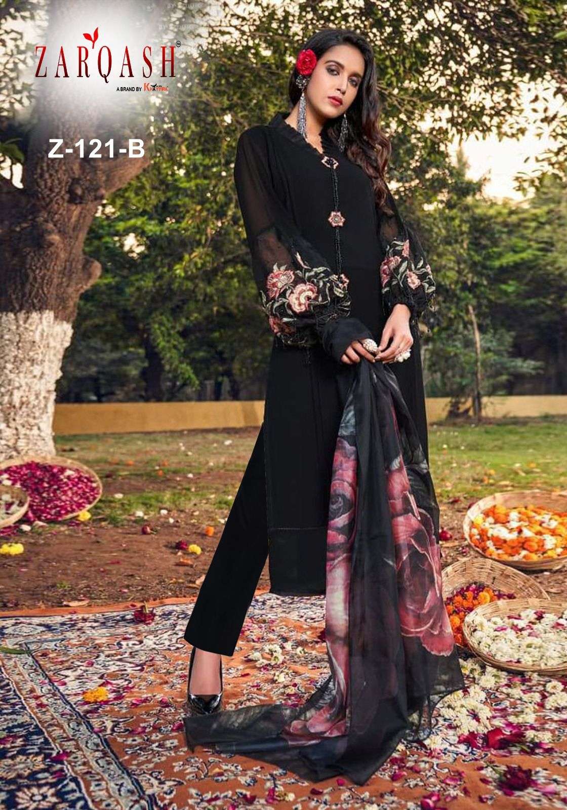 Z-121 NX BY ZARQASH 121-B TO 121-G SERIES FAUX GEORGETTE STITCHED DRESSES