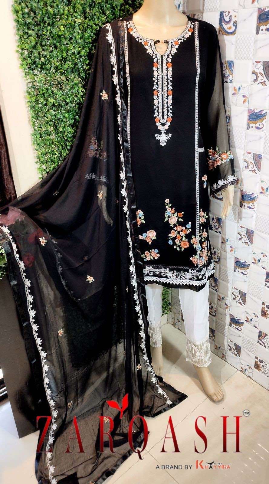 Z-126 COLOURS BY ZARQASH 126-A TO 126-D SERIES FAUX GEORGETTE WORK DRESSES