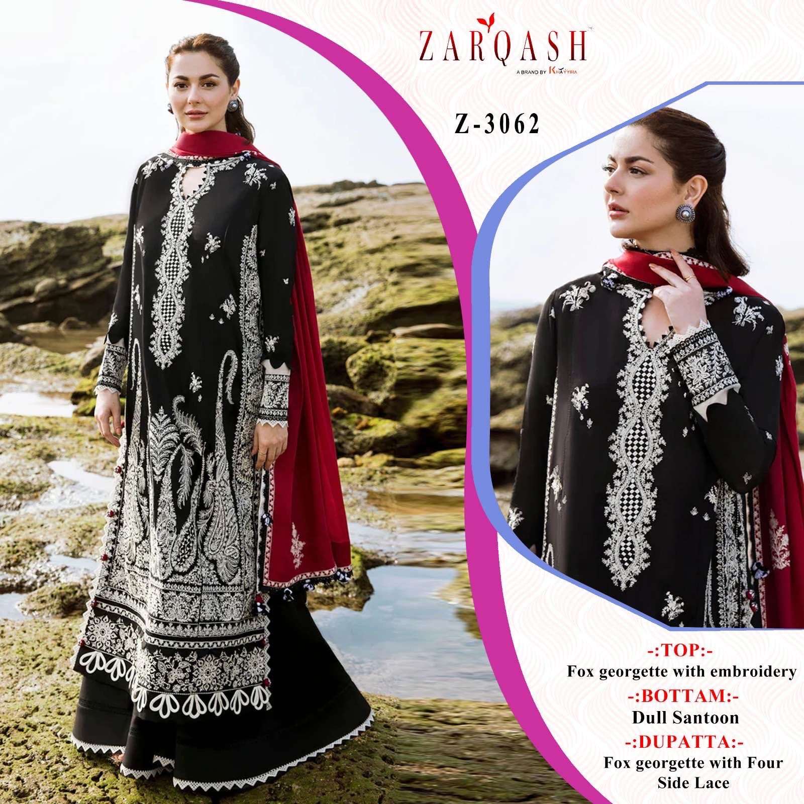 Z-3026 HIT DESIGN BY ZARQASH DESIGNER FAUX GEOGETTE WORK DRESSES