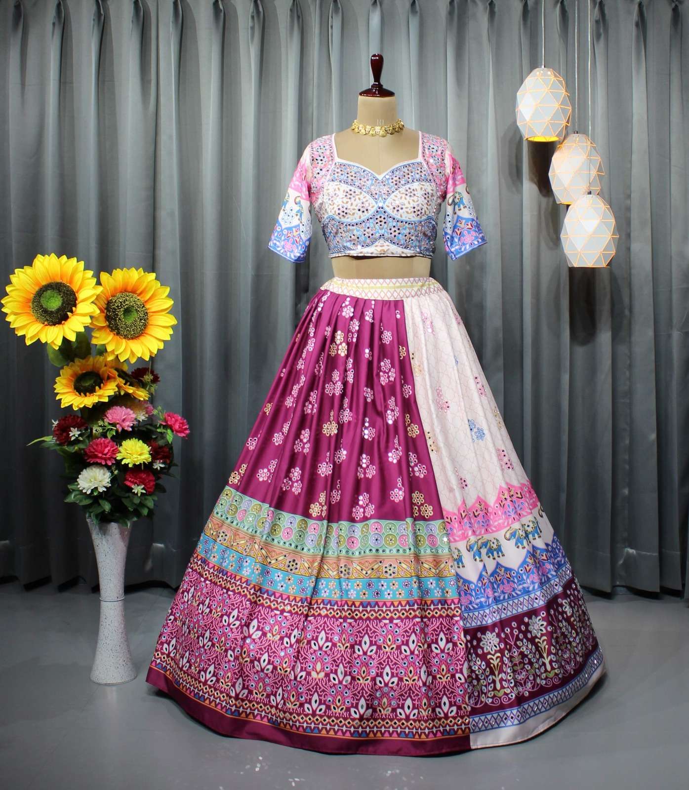 1370 COLOUR BY ASLIWHOLESALE DESIGNER SOFT COTTON SILK LEHENGAS