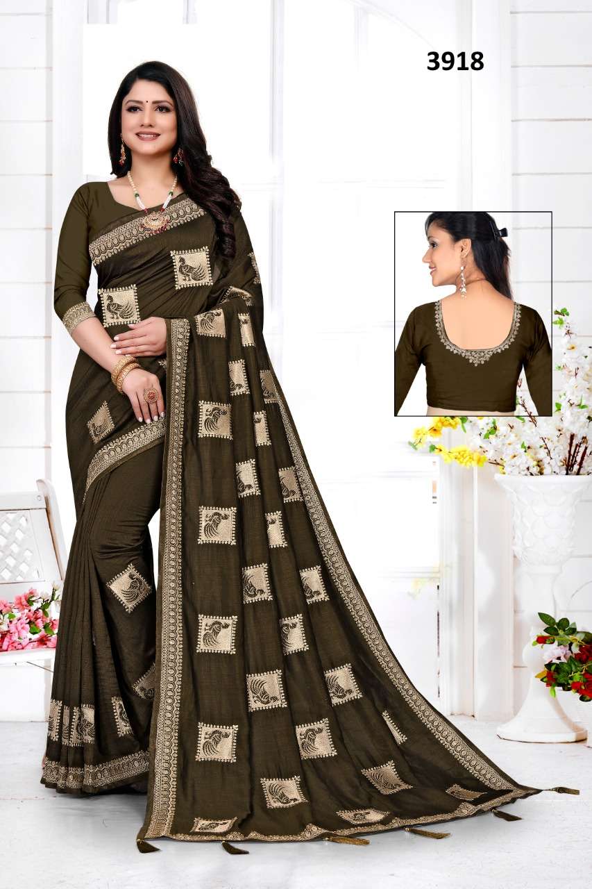 3918 COLOURS BY ASLIWHOLESALE FANCY VICITRA SILK DESIGNER SAREE