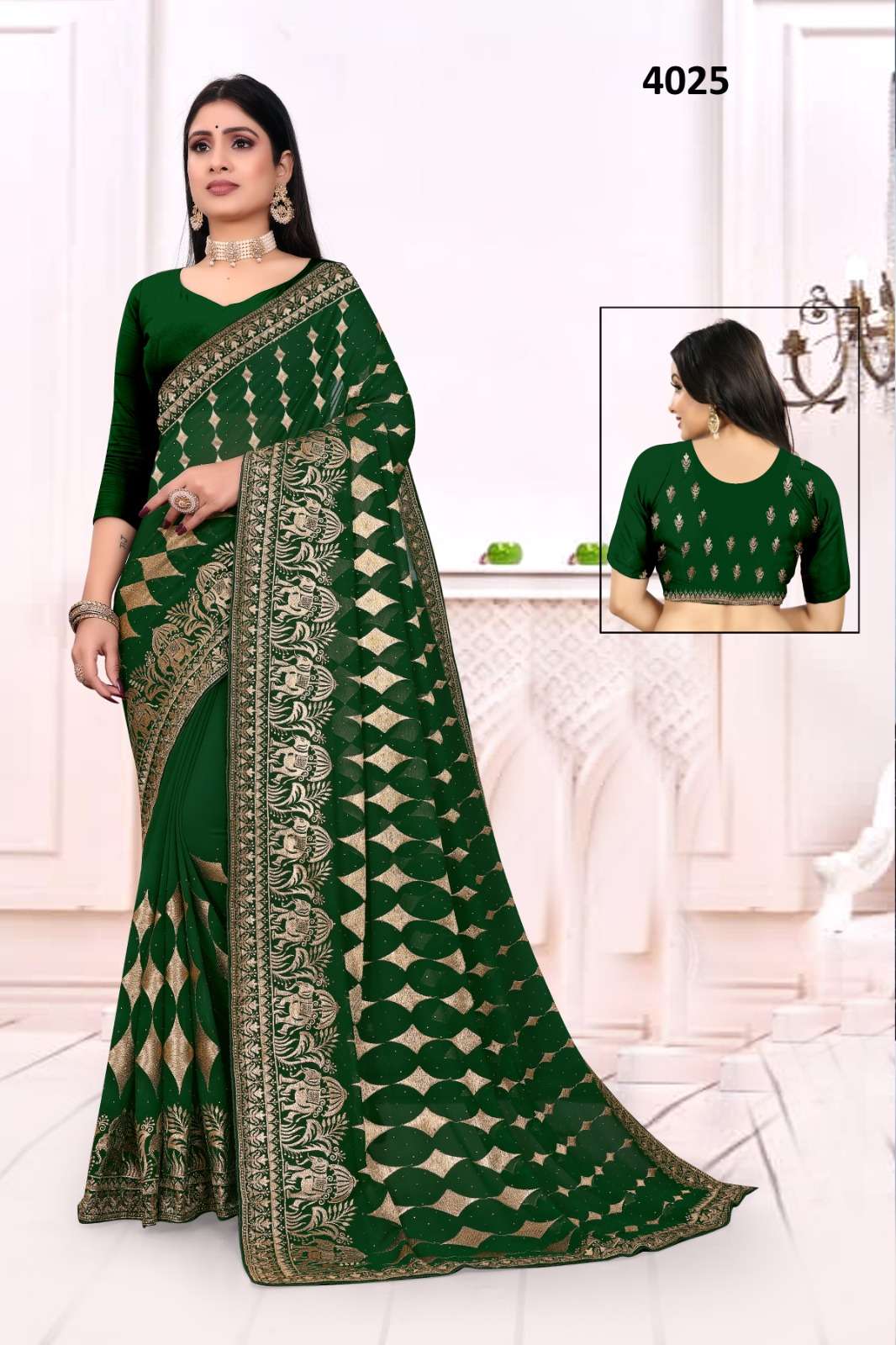 4025 COLOURS BY ASLIWHOLESALE FANCY GEORGETTE WORK SAREE