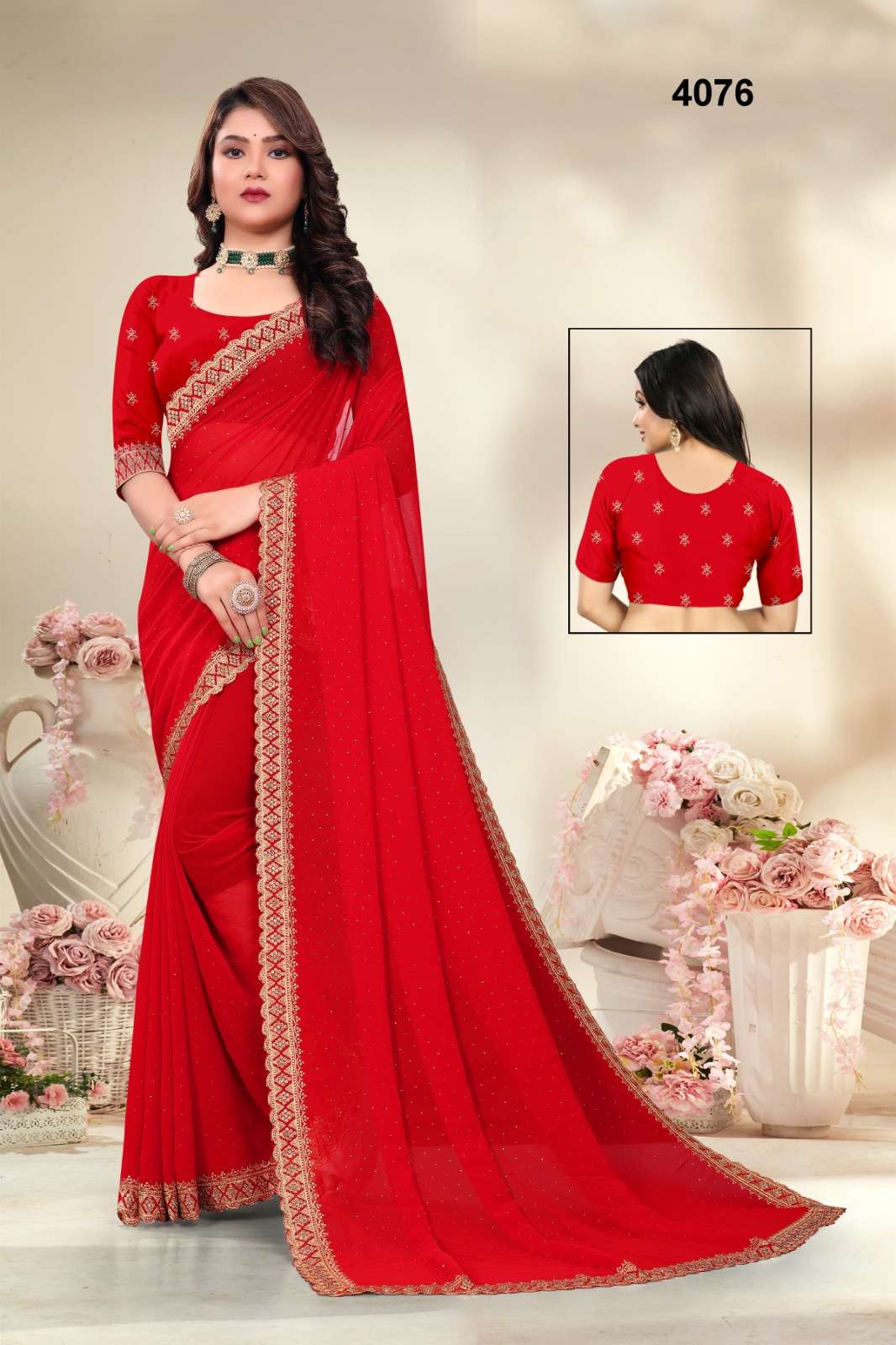 4076-4080 COLOURS BY ASLIWHOLESALE FANCY GEORGETTE DESIGNER SAREE