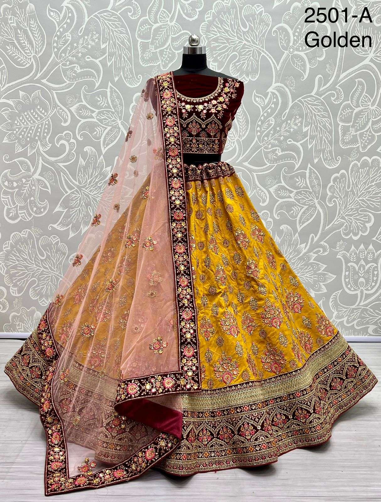 A-2501 COLOUR BY ASLIWHOLESALE BRIDAL HEAVY VELVET  LEHENGAS