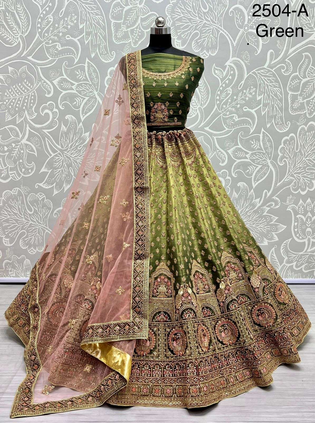 A-2504 COLOUR BY ASLIWHOLESALE BRIDAL HEAVY VELVET  LEHENGAS