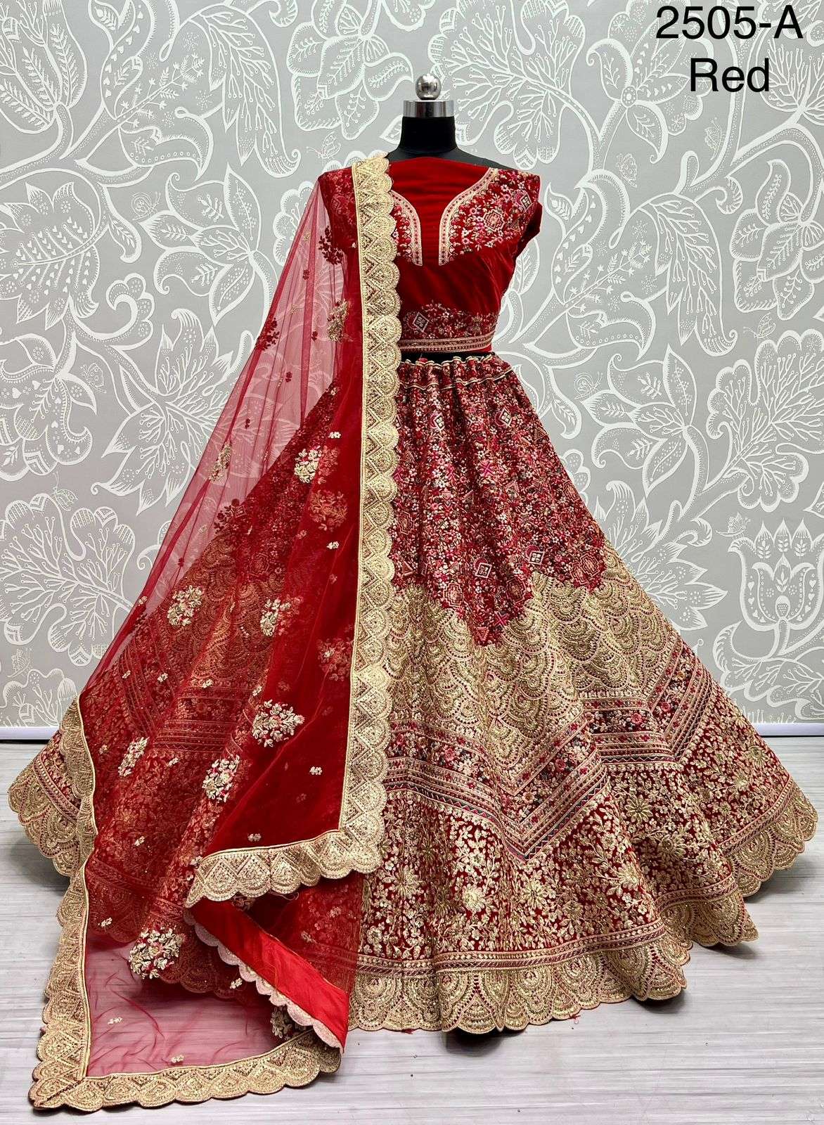 A-2505 COLOUR BY ASLIWHOLESALE BRIDAL HEAVY VELVET  LEHENGAS