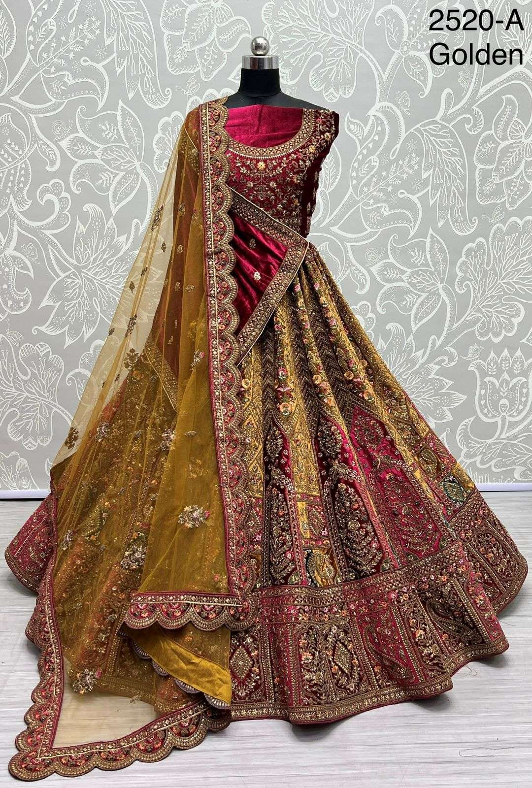 A-2520 COLOUR BY ASLIWHOLESALE BRIDAL HEAVY VELVET  LEHENGAS