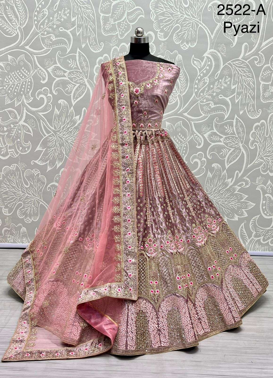 A-2522 COLOUR BY ASLIWHOLESALE BRIDAL HEAVY VELVET  LEHENGAS