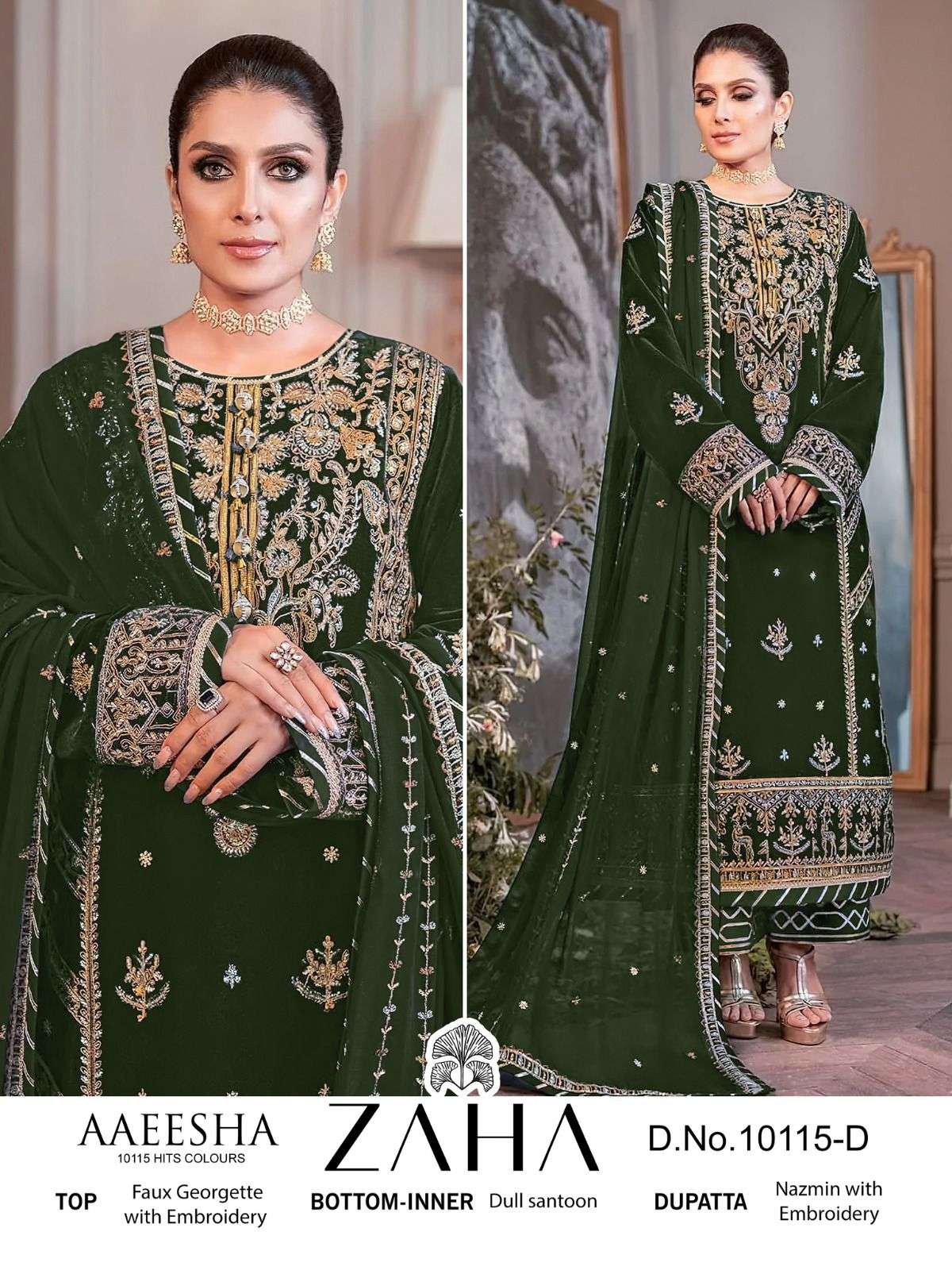 AAEESHA 10115 BY ZAHA 10115-A TO 10115-C SERIES GEORGETTE PAKISTANI DRESSES