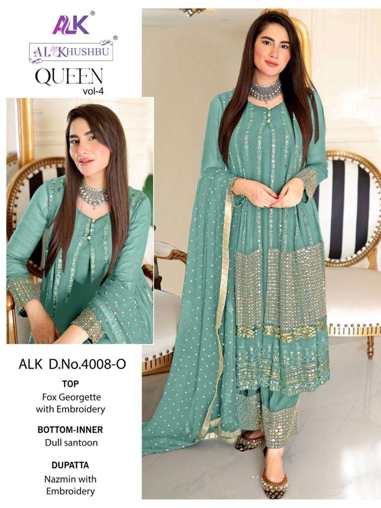 ALK-4008-O HIT DESIGN BY AL KHUSHBU GEORGETTE EMBROIDERY PAKISTANI DRESS