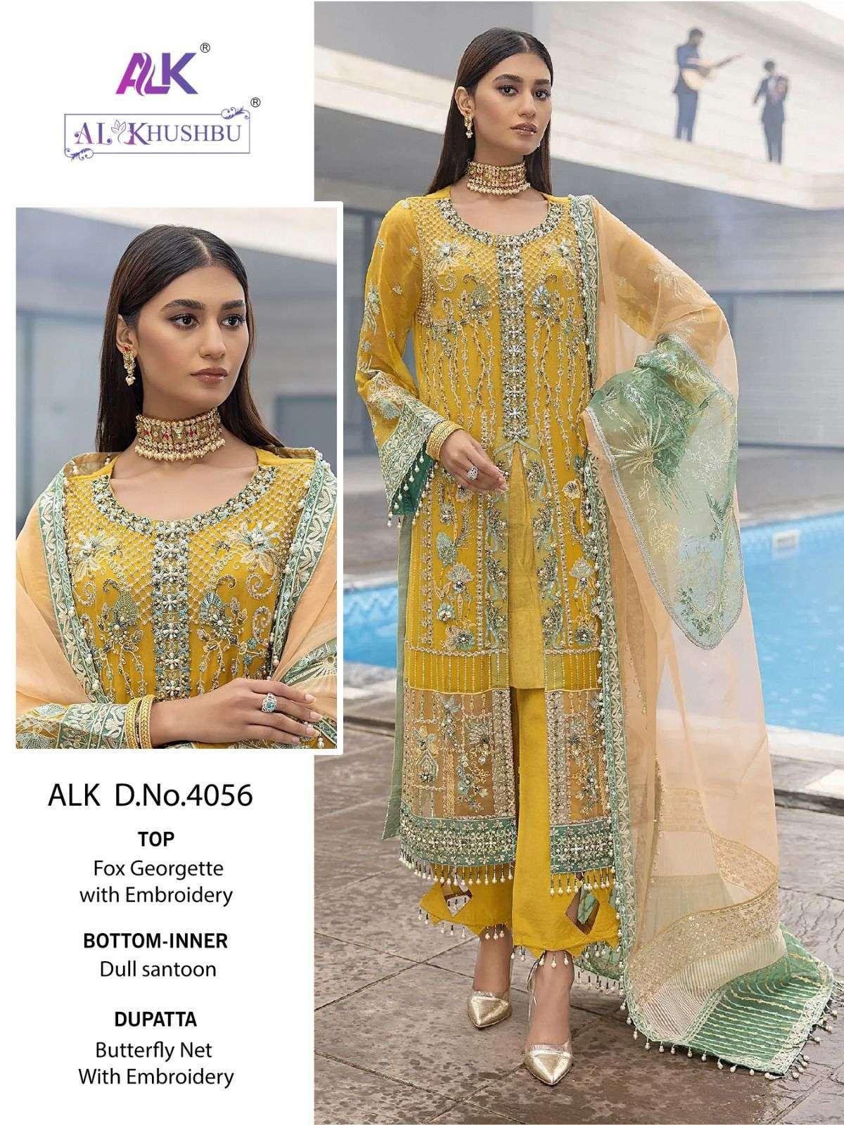 ALK-4056 HIT DESIGN BY AL KHUSHBU GEORGETTE EMBROIDERY PAKISTANI DRESS