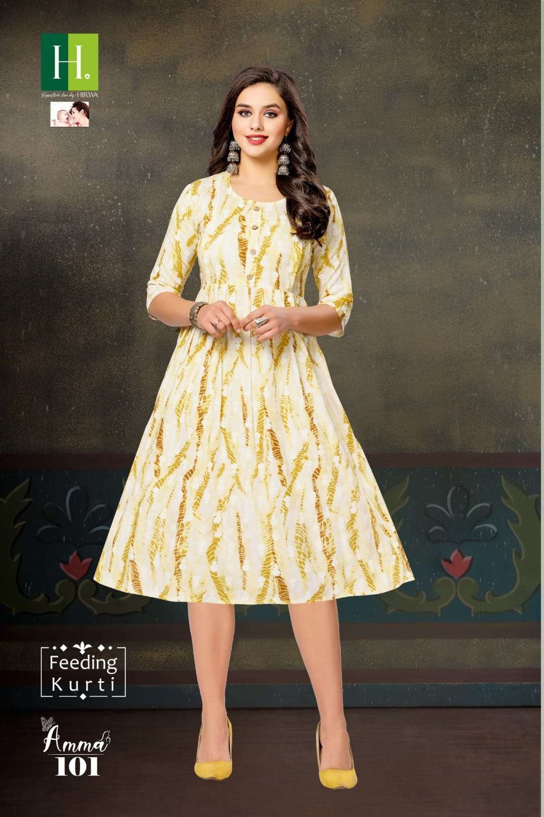 AMMA BY H DOT 1001 TO 1008  SERIES RAYON TIE DYE PRINT KURTIS