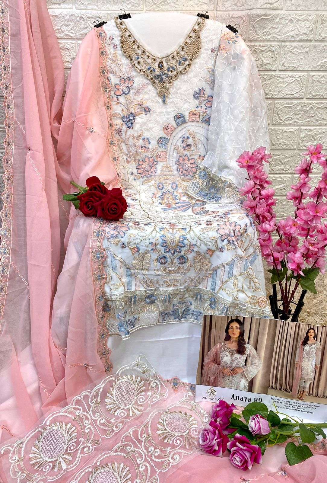 ANAYA 89 HIT DESIGN BY AL AMRA GEORGETTE EMBROIDERY PAKISTANI DRESSES