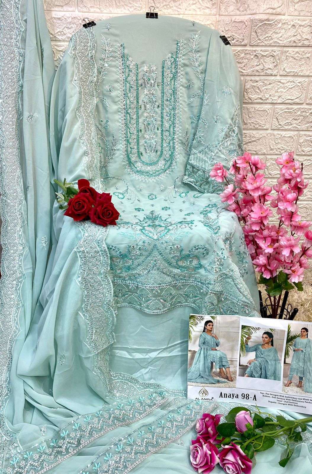 ANAYA 98 COLOURS BY AL AMRA GEORGETTE EMBROIDERY PAKISTANI DRESSES