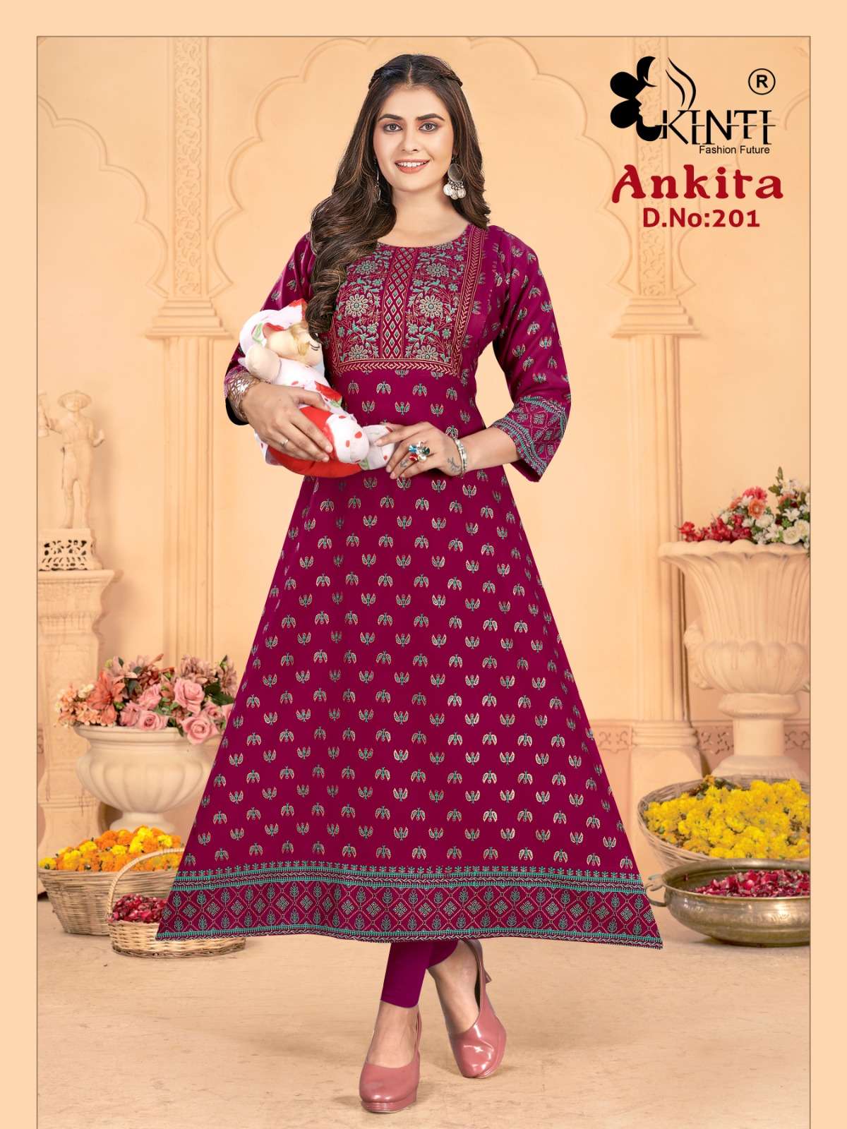 ANKITA VOL-2 BY KINTI 101 TO 108 SERIES FANCY RAYON STITCHED KURTIS