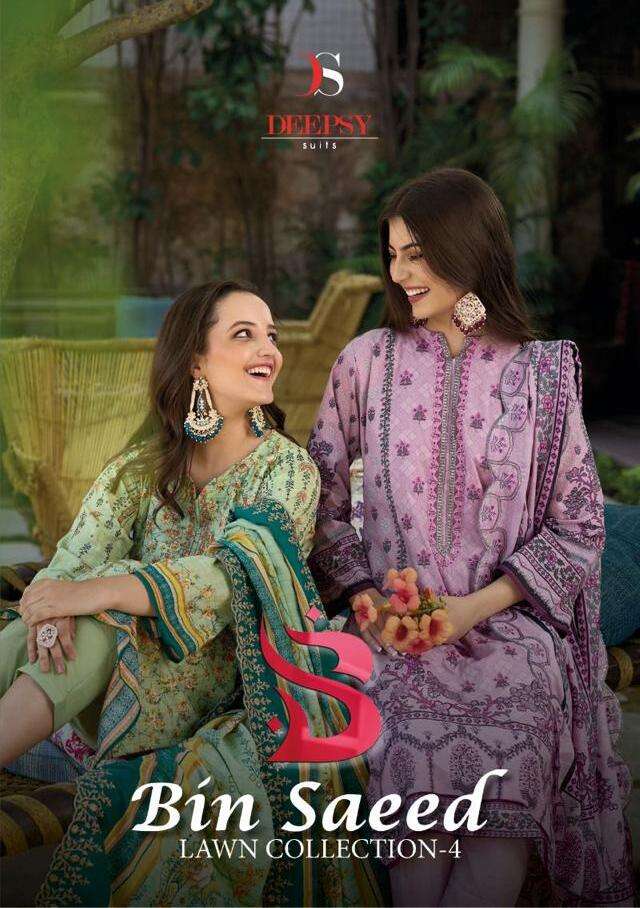 BIN SAEED LAWN COLLECTION VOL-4 BY DEEPSY SUITS 4001 TO 4008 SERIES COTTON PAKISTANI DRESSES