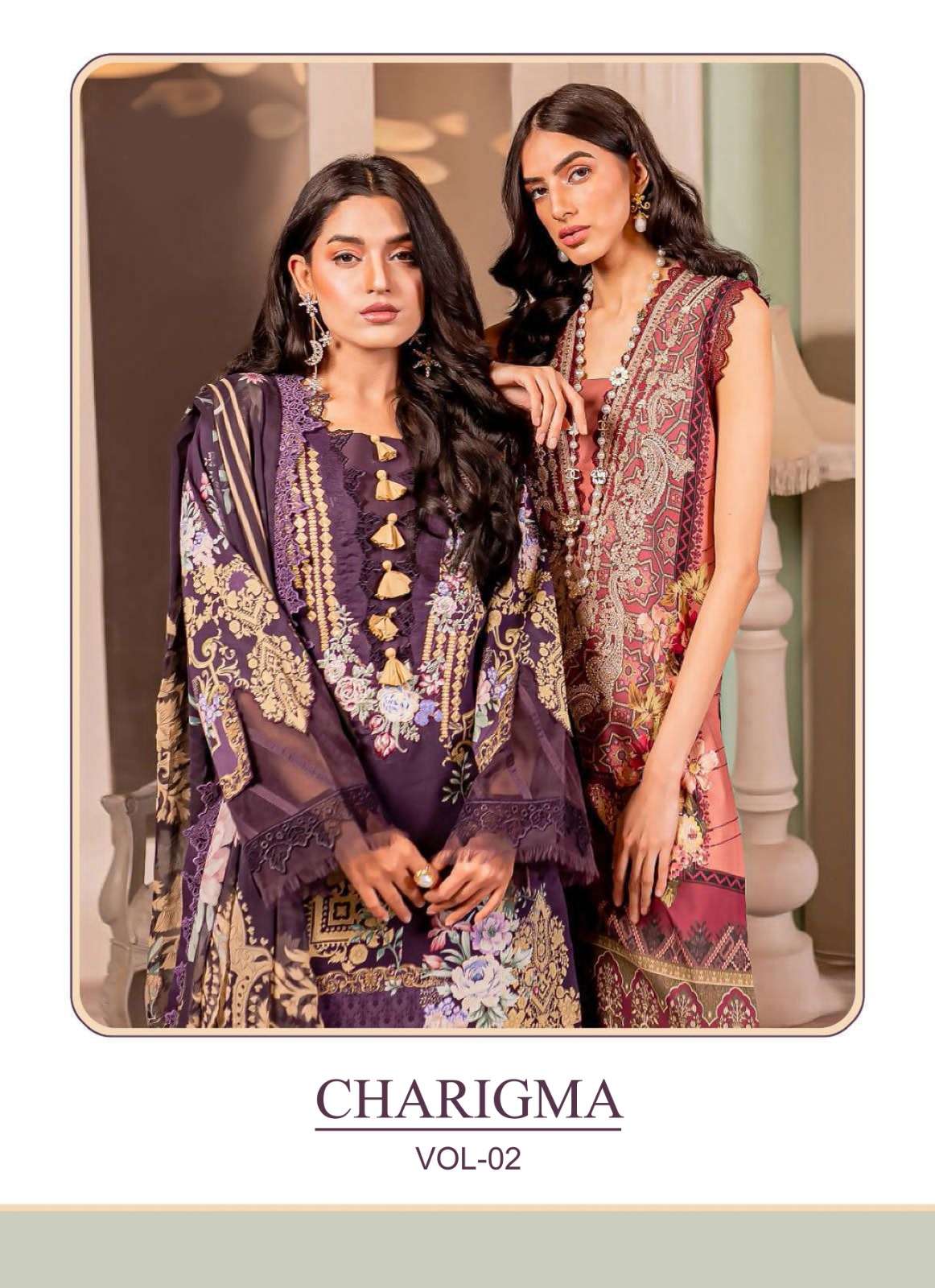 CHARIGMA VOL-2 BY ASLIWHOLESALE 1001 TO 1003 SERIES COTTON EMBROIDERY DRESSES