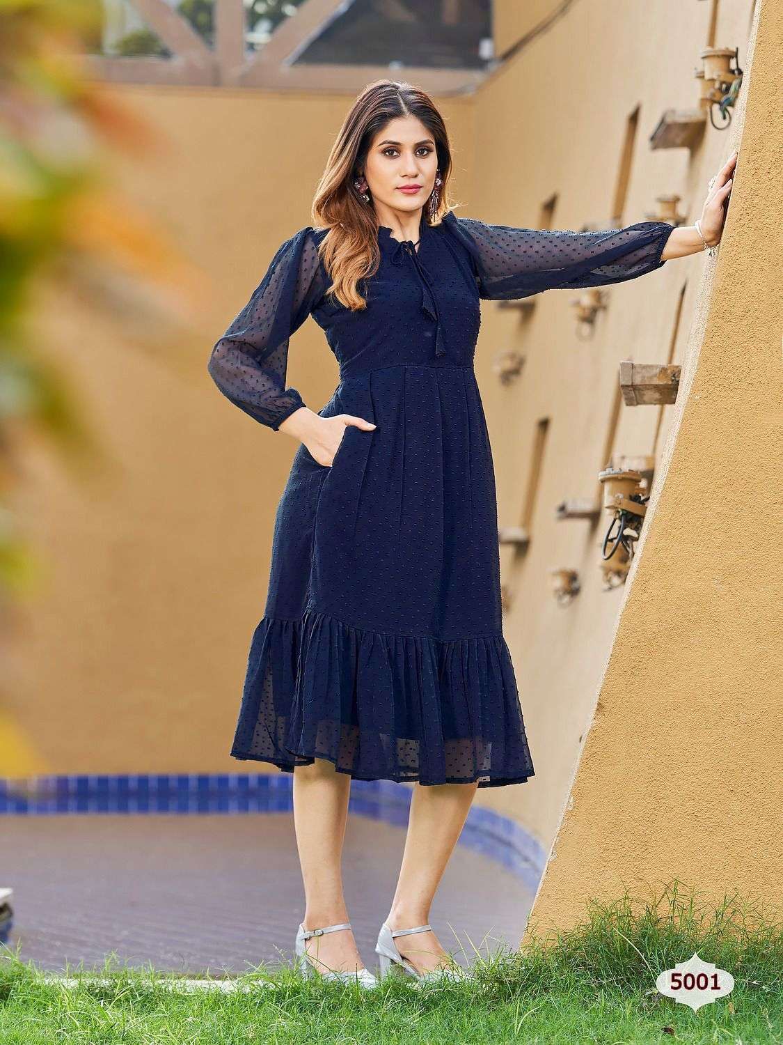 CHARMING VOL-5 BY BLUE HILLS 1001 TO 1007 SERIES GEORGETTE FANCY KURTIS