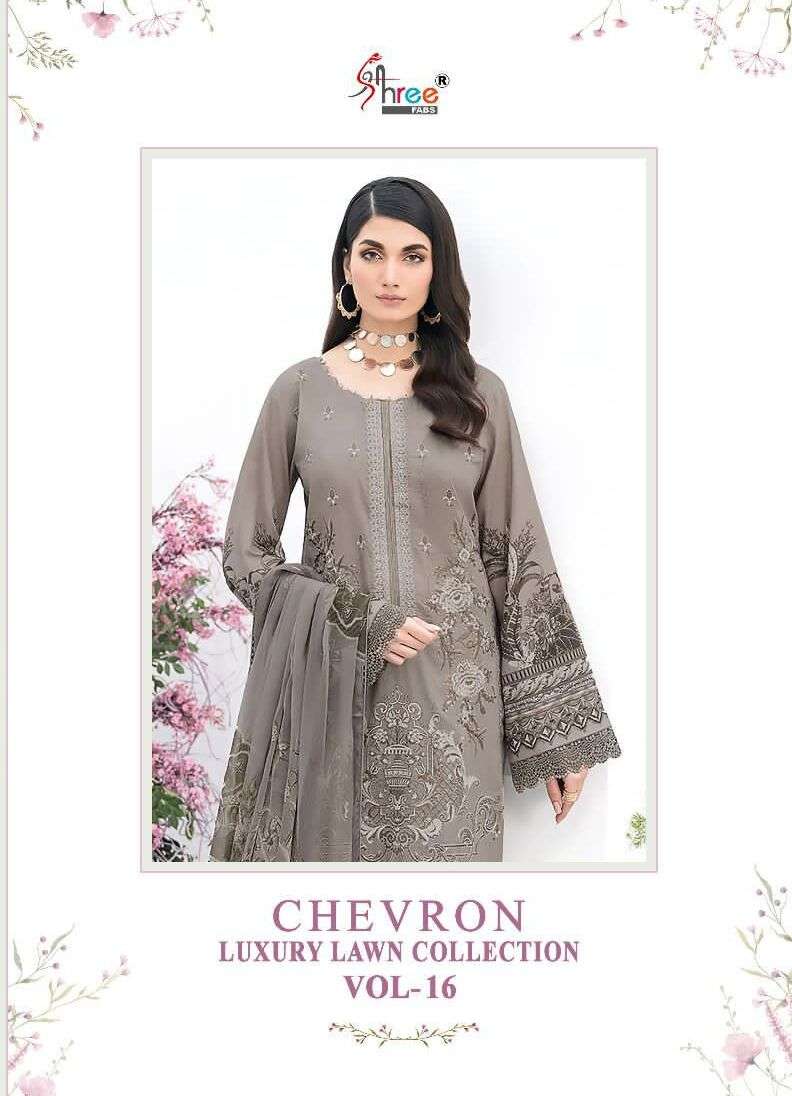 CHEVRON LUXURY LAWN COLLECTION VOL-16 BY SHREE FABS 3152 TO 3159 SERIES COTTON PAKISTANI DRESSES