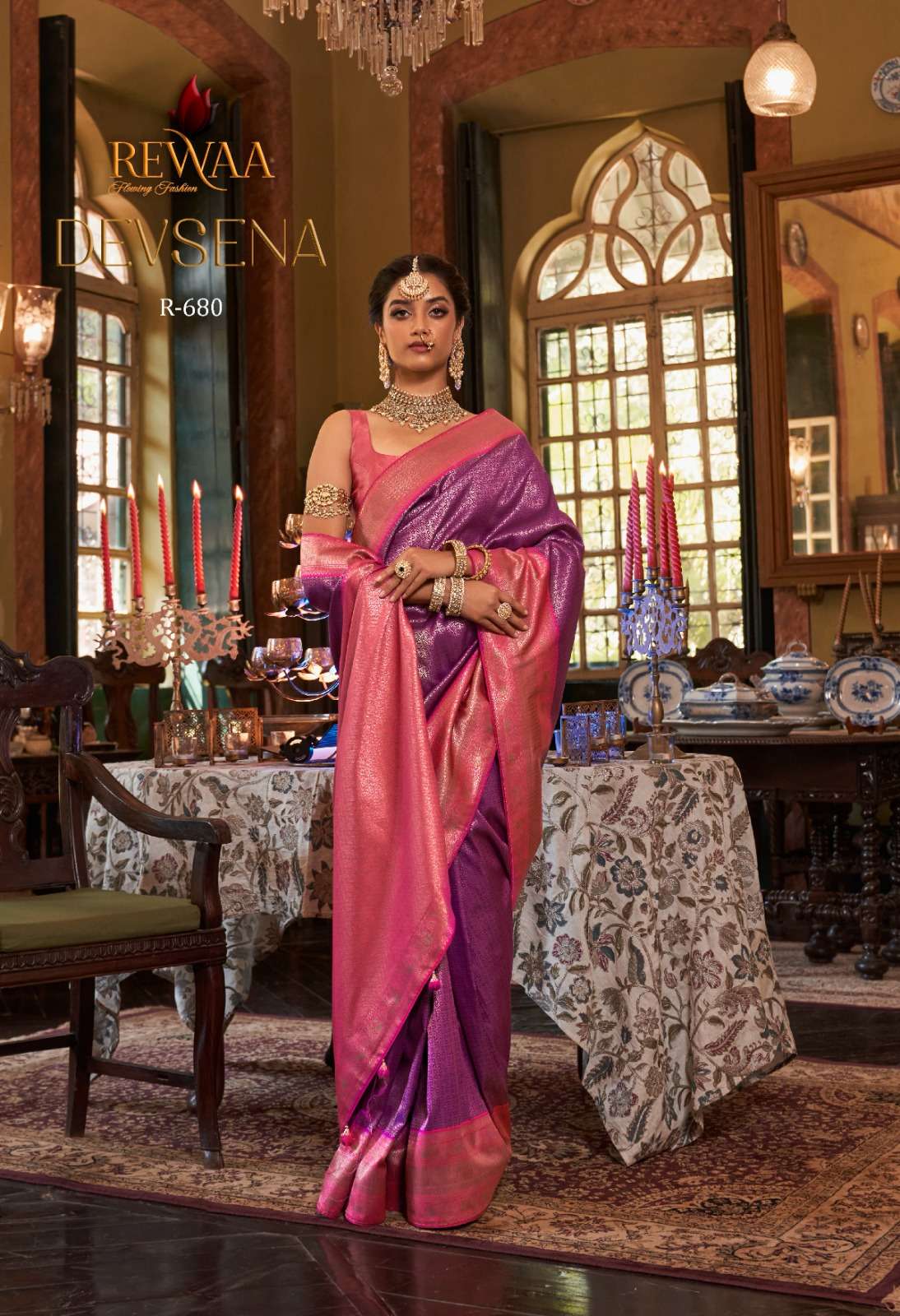 DEVSENA BY REWAA 680 TO 688 SERIES DESIGNER PURE KANJIVARM SILK SAREES