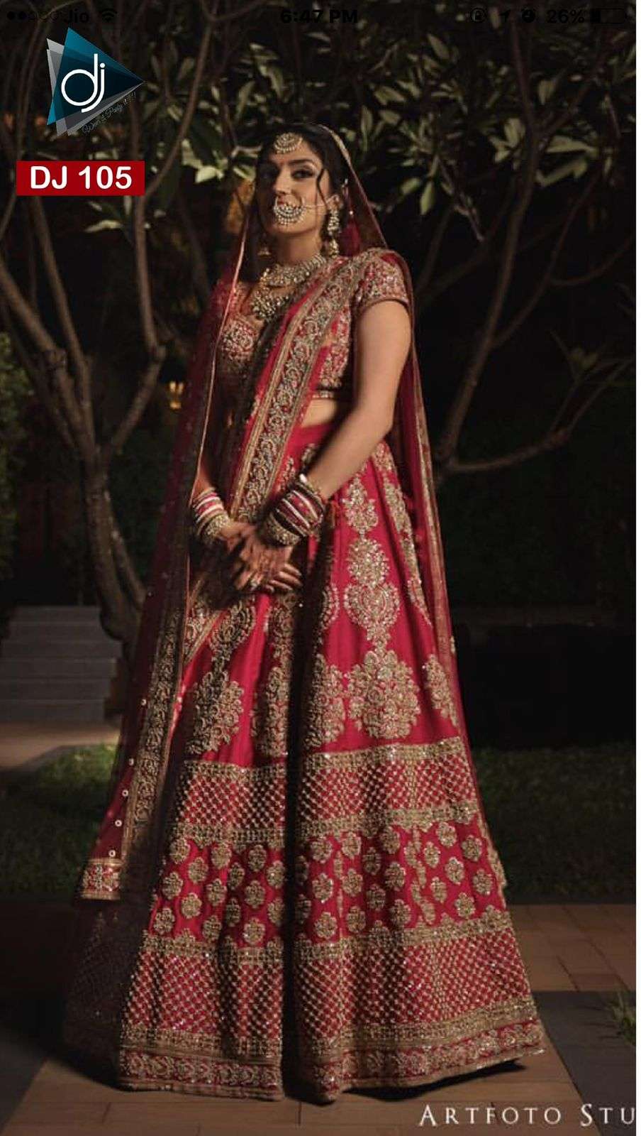 DJ-105 HIT DESIGN BY ASLIWHOLESALE VELVET MULTIWORK BRIDAL LEHENGA