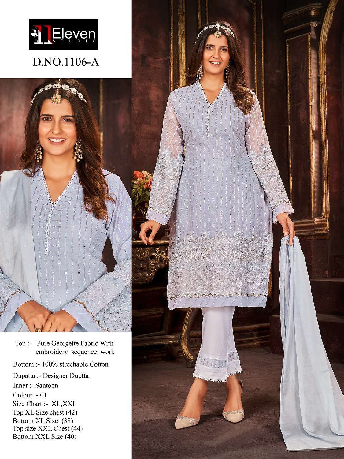 ELEVEN STUDIO 1106 BY ASLIWHOLESALE GEORGETTE STITCHED DRESSES