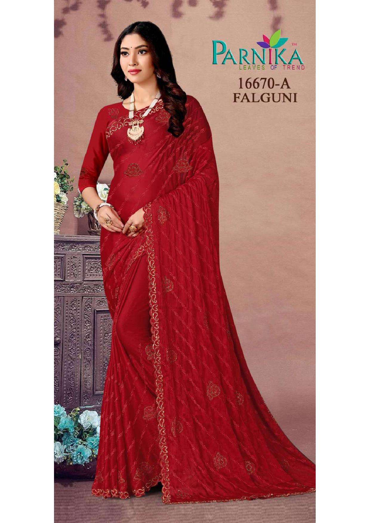 FALGUNI 16670 BY PARNIKA FANCY SATIN CHIFFON DESIGNER SAREES