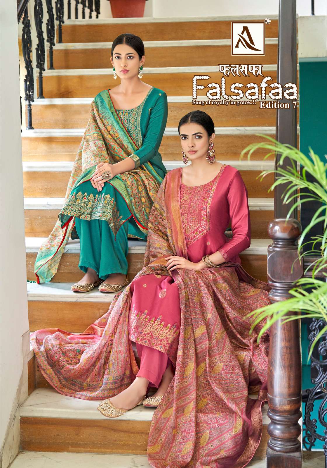 FALSAFAA VOL-7 BY ALOK SUIT 1303-001 TO 1303-006 SERIES DOLA JACQUARD WORK DRESSES